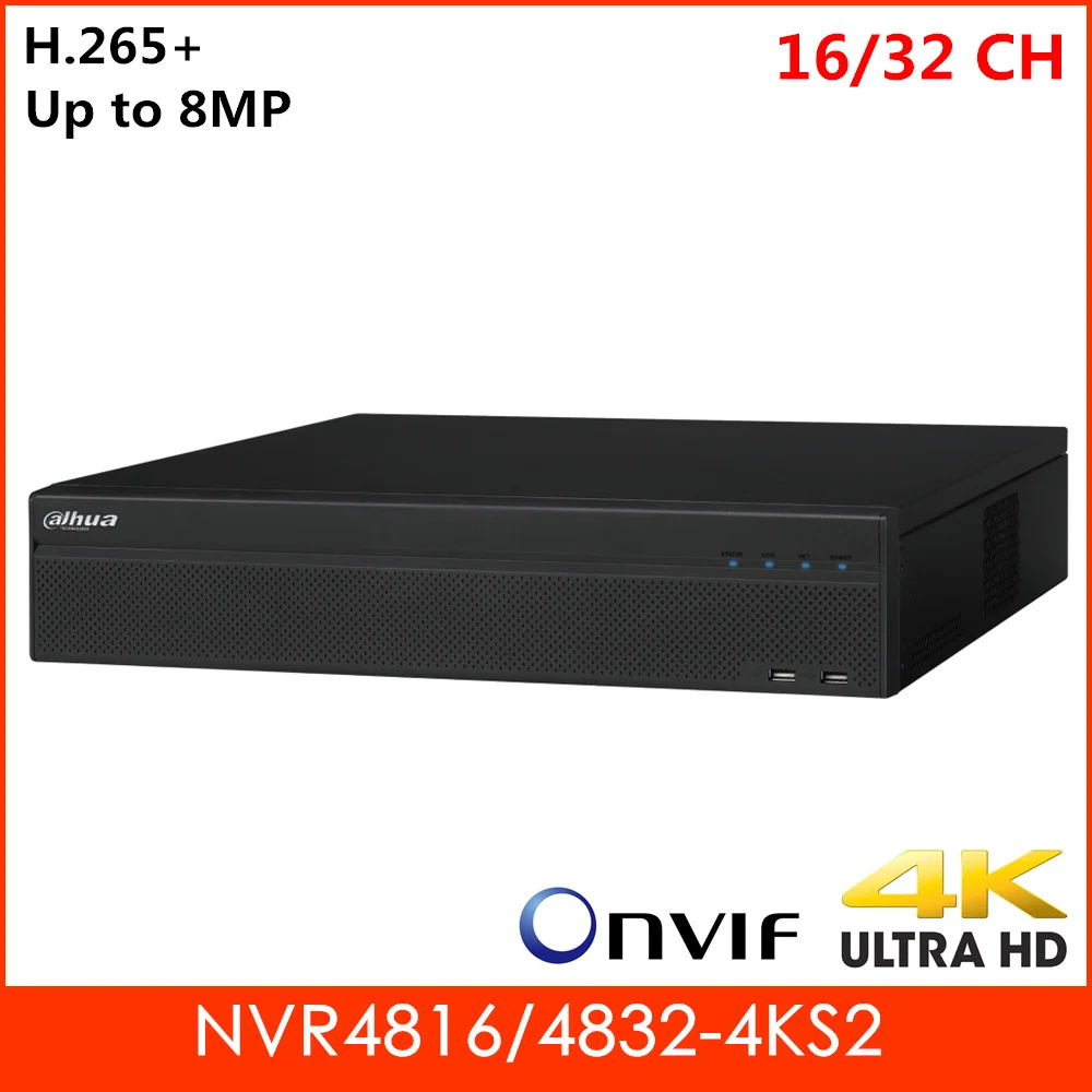 Оригинал Dahua NVR NVR4816 4KS2 NVR4832 16CH 32CH 4K сетевой видеорегистратор H.265 + IP камера CCTV