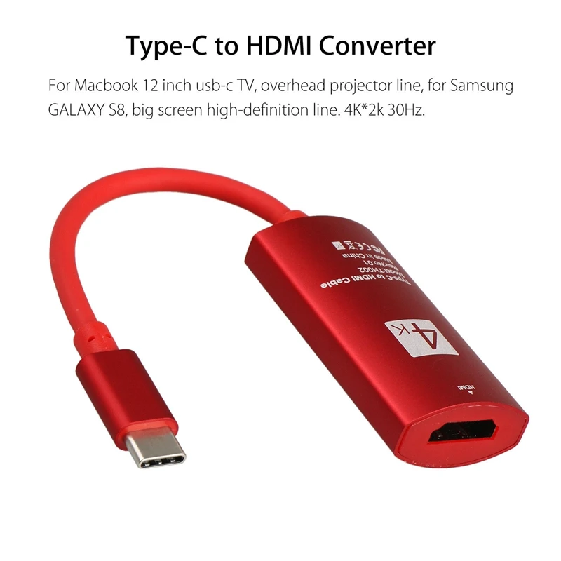 USB-C адаптер Type-C для HDMI HDTV 4K x 2K UHD Type C Samsung Galaxy S9 S8 + Note 8 20 см | Электроника