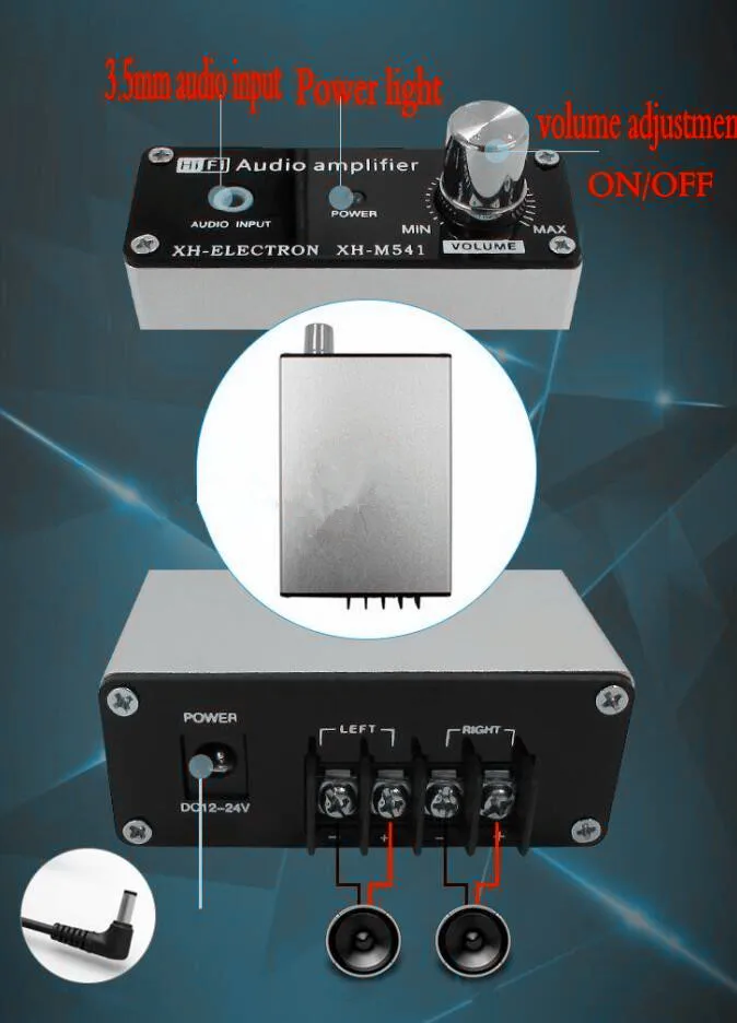 Расшифровка названия товара: Усилитель мощности для сабвуфера XH-M541 TPA3116D2 100W + два канала HIFI цифровой, 12V~24V, размеры 104х73х29 мм. 

Translation: Power amplifier for subwoofer XH-M541 TPA3116D2 100W + dual channel HIFI digital, 12V~24V, size 