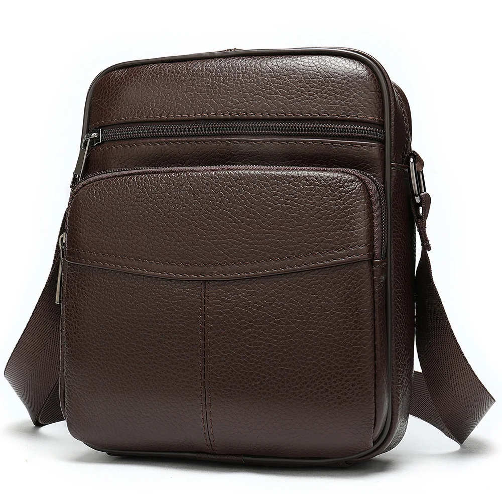 Кожаная мужская сумка-мессенджер повседневная сумка через плечо с узором Личи из