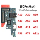 Шлейф для зарядного порта USB, зарядная плата с разъемом для Samsung A10, A20, A30, A40, A50, A70, A01, A11, A21, A31, A51, A71, A21s, 50 шт.