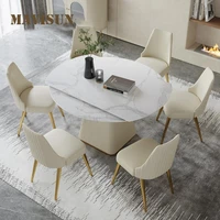glossy rock slab retractable folding dining table household small apartment kitchen table modern light luxury high end furniture
