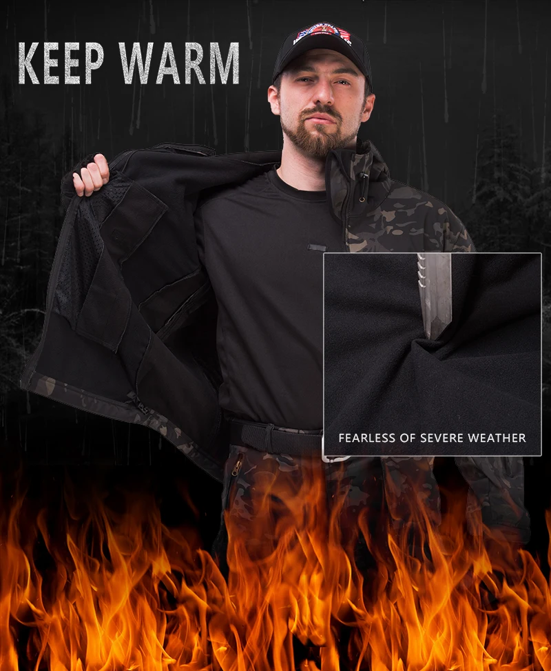 

2021 Tactical Jacket Hiking Jackets Shark Skin Soft Shell Mens Flight Pilot Hood Military Fleece Field Windbreake Jacket