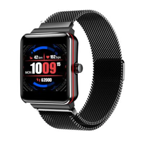 H10 Smart Band Watch Men Women Sports Watch IP68 Waterproof Nylon Stell Strap Step Heart Rate Blood Pressure Smartwatch - Цвет: Black steel strap