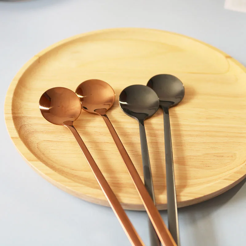 

Unibird 4Pcs/Set Frost Coffee Spoons Stainless Steel Round Kitchen Dinnerware Ice Crea Dessert Cake StirringSpoon Tableware