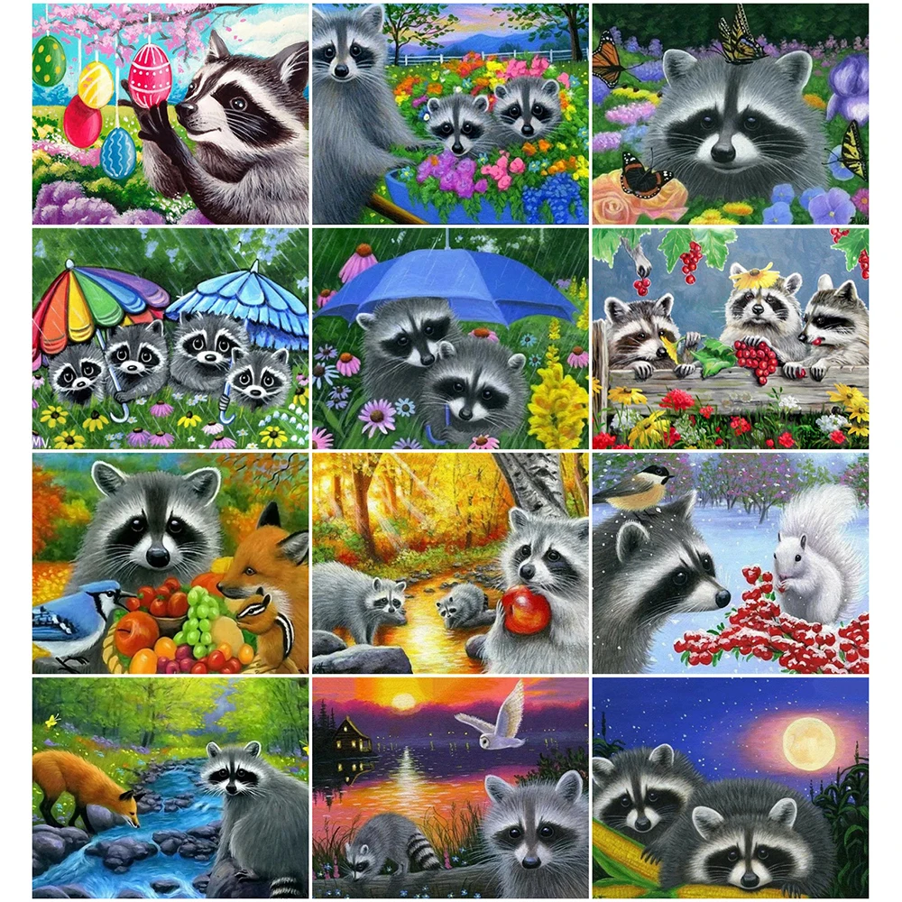 

Картина AZQSD по номерам, наборы на холсте, енот, ручная роспись, сделай сам, подарок, Раскраска по номерам, животные, 40x50 см, для дома, гостиной, и...