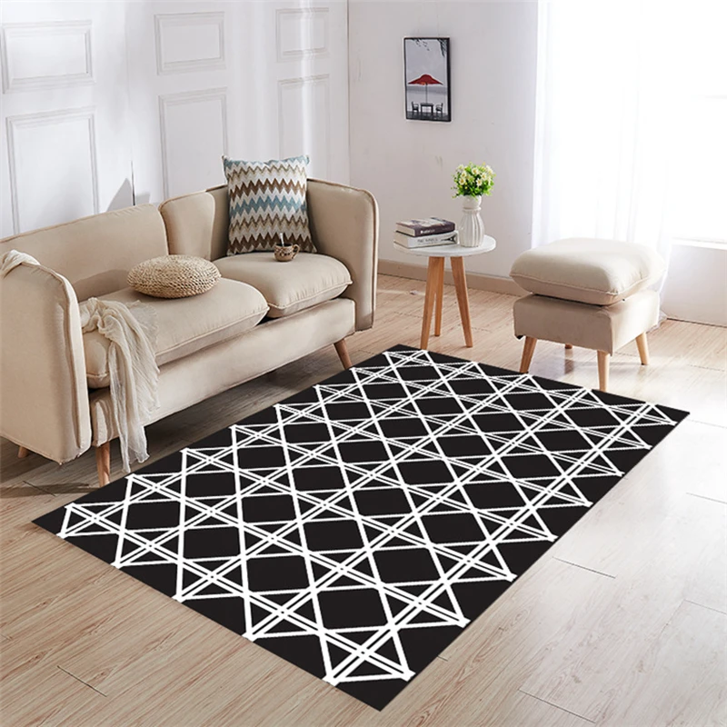

Nordic Simple Geometric Pattern Large Carpet Crystal velvet Plush Soft Non-slip Tatami Mats Bedroom Home Lving Room Rug 80*120cm
