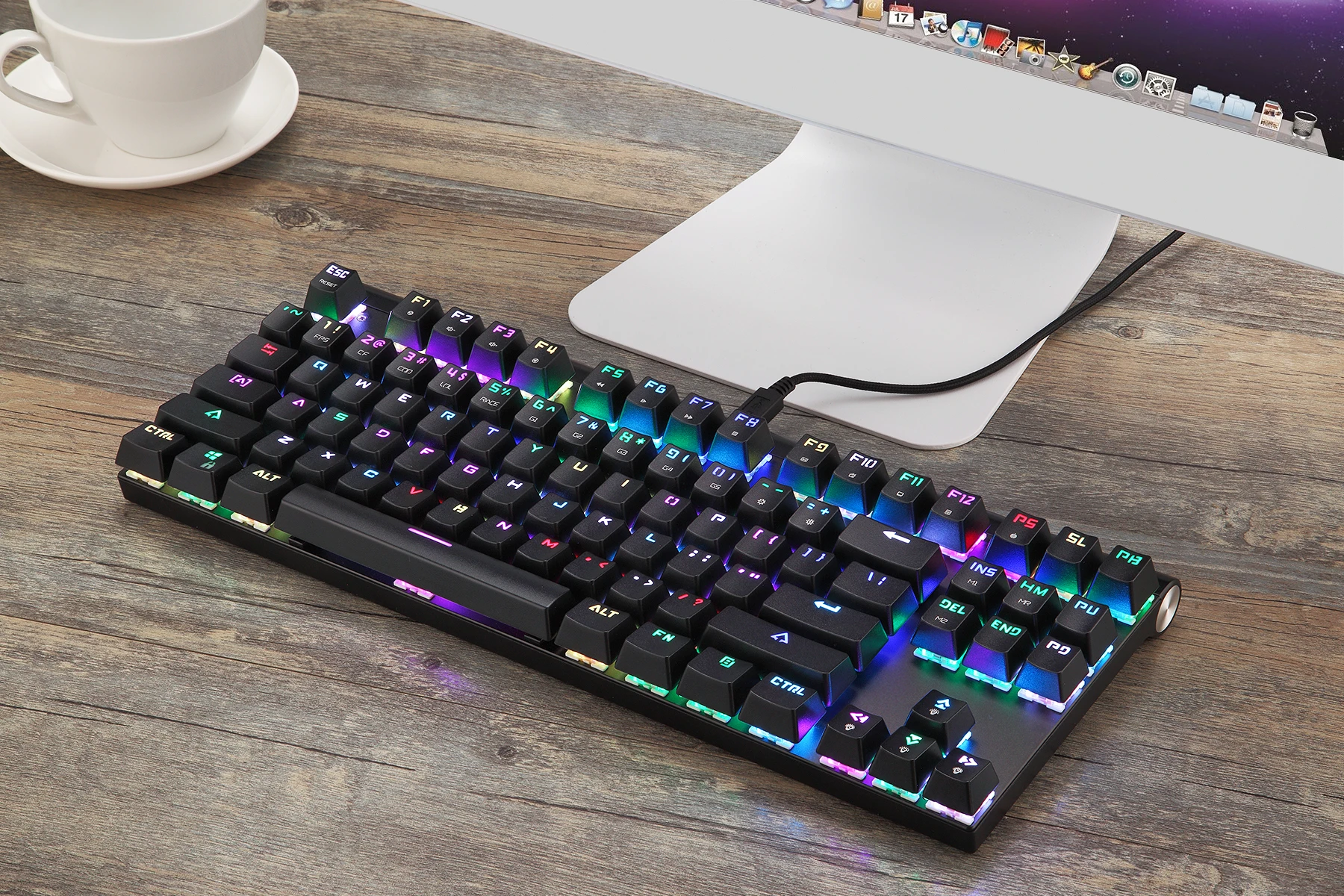 Motospeed CK101 Проводная Механическая клавиатура металлическая 87 клавиш RGB игровая