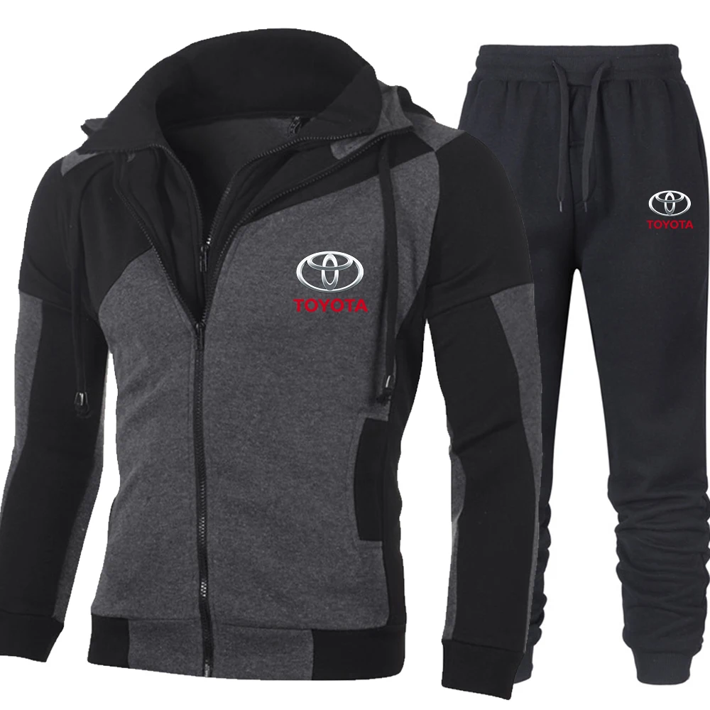 

Sportswear Men's Fashion Hoodie Suit TOYOTA Car Logo Brand Suit Sweatshirt + Sweatpants Fall Zipper Winter Hoodies Man