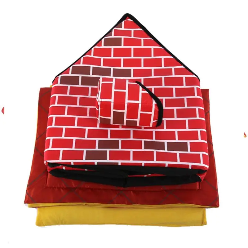 Warm Indoor Soft Dog Kennel with Chimney Pet Large House Simulation Brick Doggy Beds Mat Polyester Nest Tent | Дом и сад