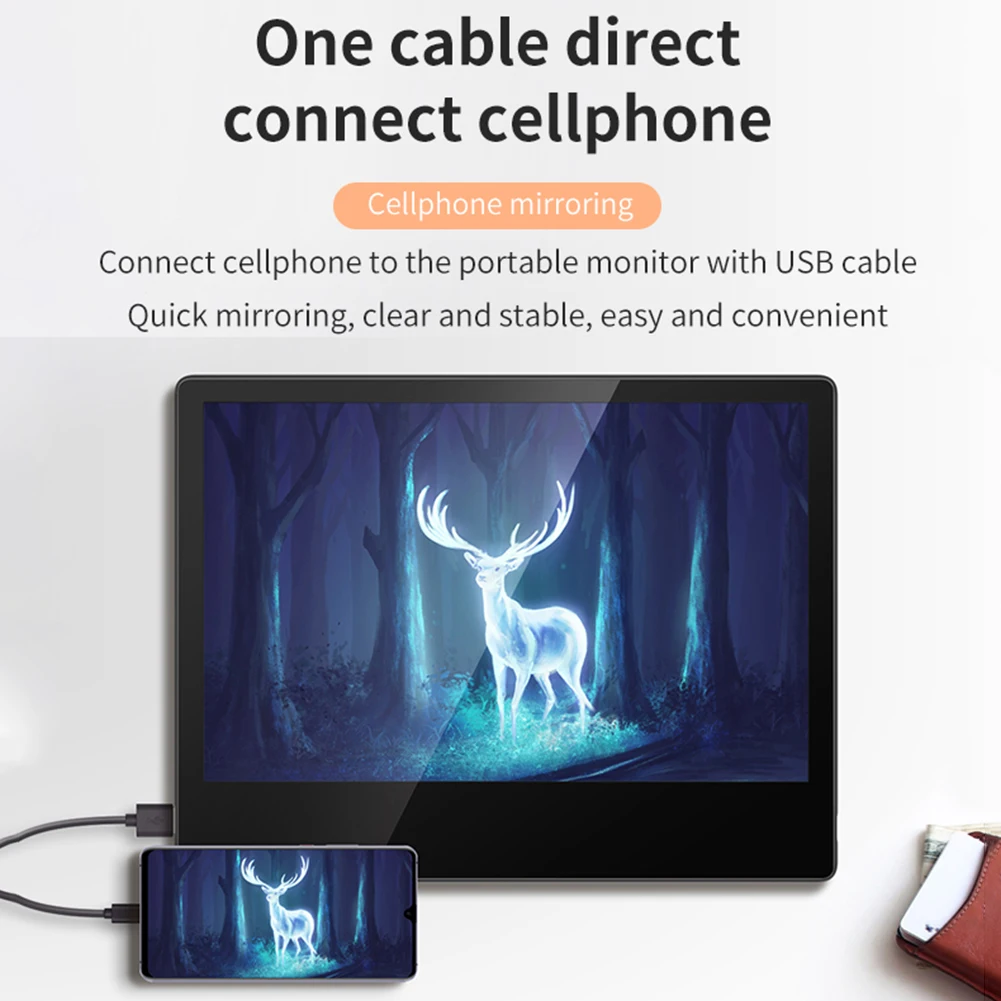 저렴한 13.3 인치 휴대용 모니터 USB Type-C HDMI 호환 1080P HD 게임 디스플레이 화면 PUBG Xbox 게임 콘솔 노트북 전화