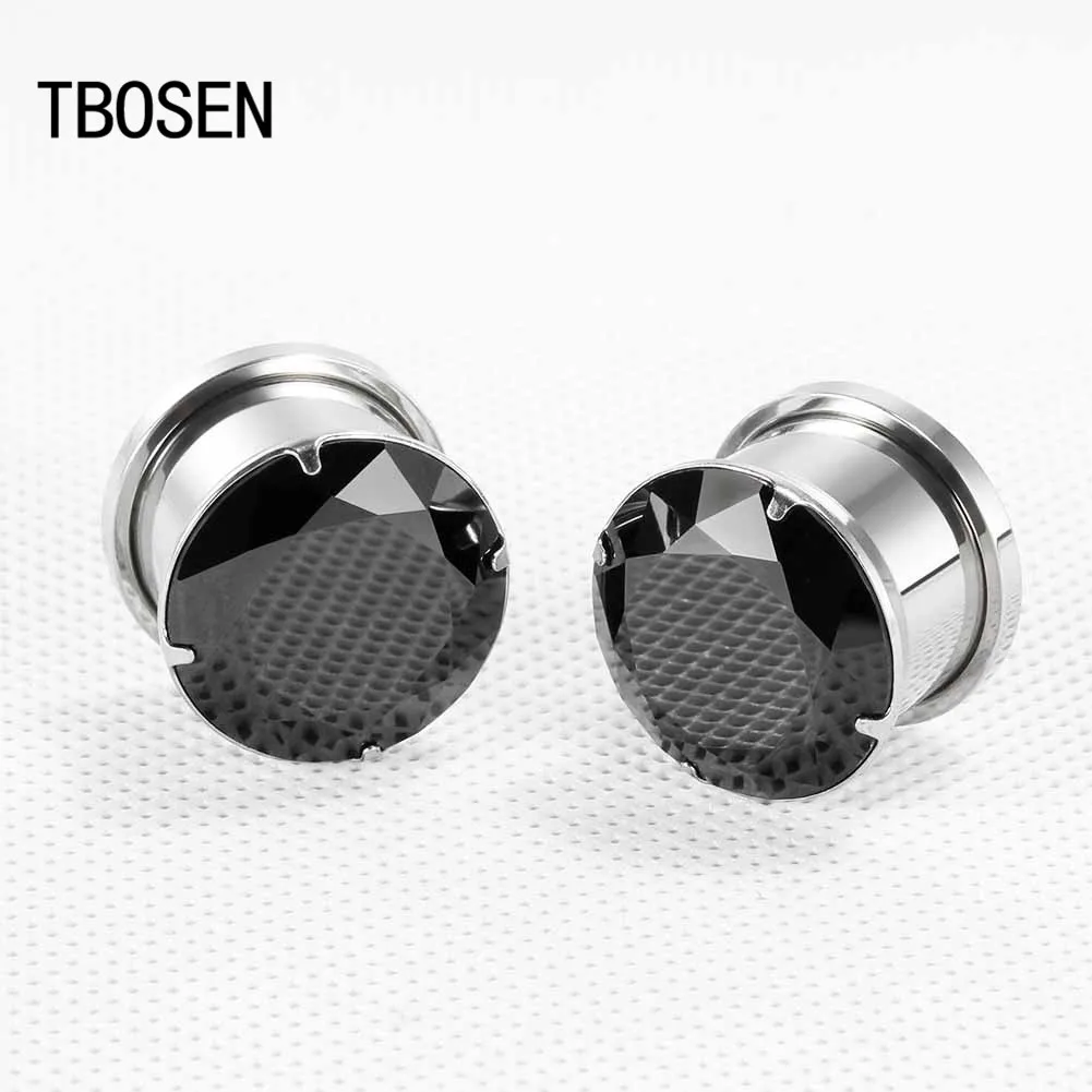 Серьги-туннели из нержавеющей стали с цирконом заглушками Для Пирсинга Ушей