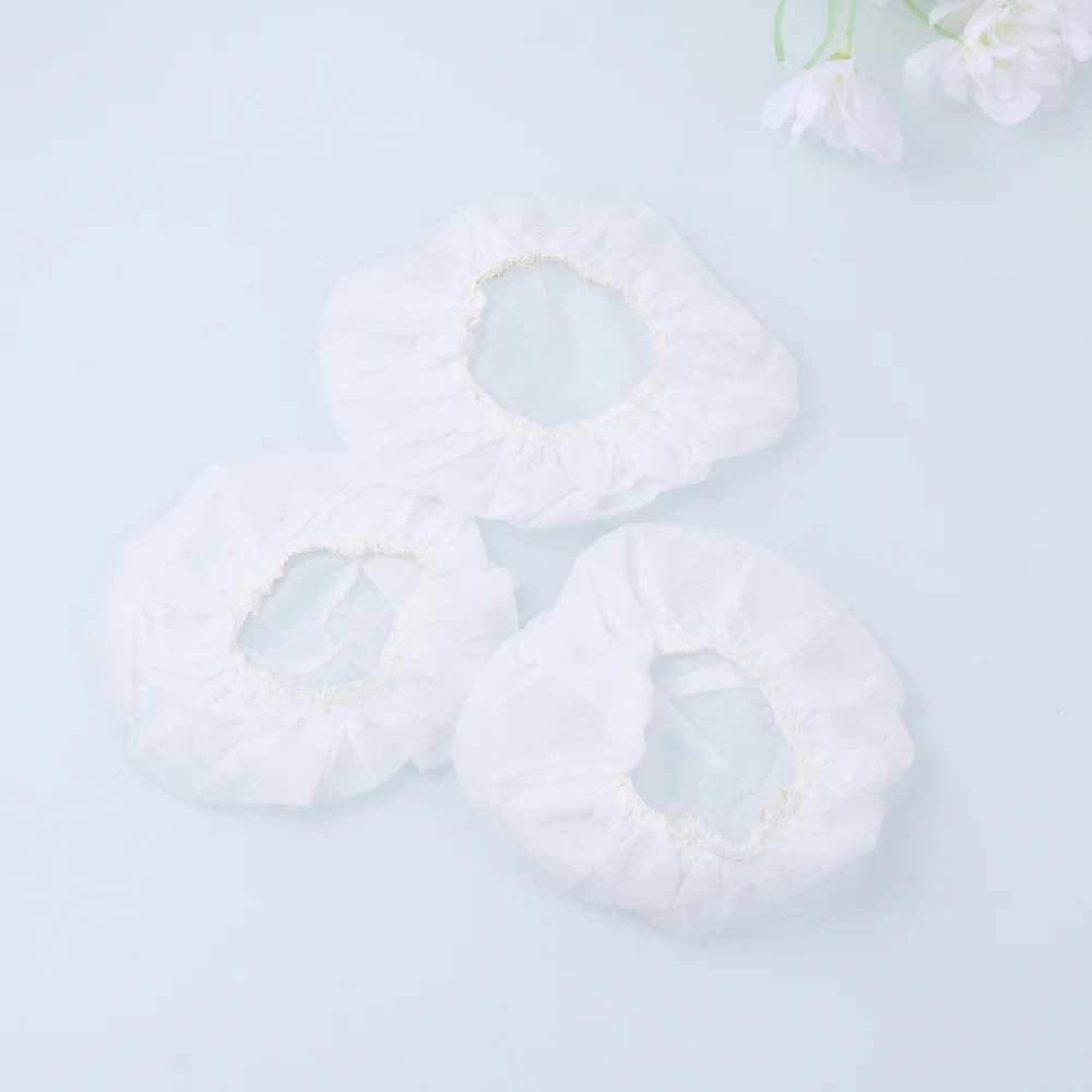 

100PCS Disposable Nonwovens Headset Cover Stretchable Headphone Earpad Replacement for Internet Bar (White)