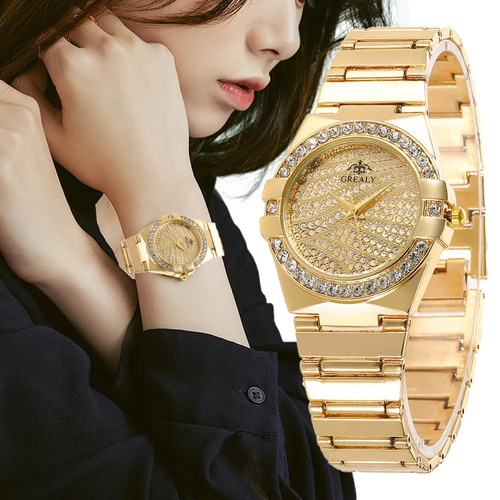 

Creative Texture Diamond Dial Design Women Fashion Watches Brand Simple Ladies Alloy Bracelet Wristwatches Female Quartz Clock