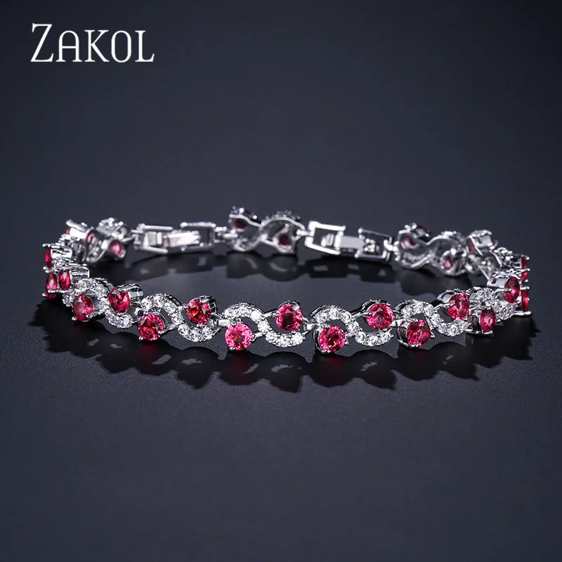ZAKOL 4 цвета на выбор Модные женские браслеты с фианитами королевский синий камень