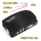Переходник AV в VGA, RCA, VGA, для ПК, ноутбука, видео, ТВ, RCA, Композитный S-Video, вход AV в ПК, VGA, ЖК-выход, переключатель, черный