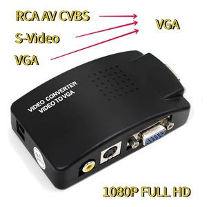 Переходник AV в VGA, RCA, VGA, для ПК, ноутбука, видео, ТВ, RCA, Композитный S-Video, вход AV в ПК, VGA, ЖК-выход, переключатель, черный