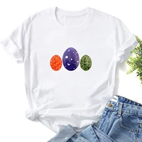 feitong novelty graphic tops easter shirt women ladies funny eggs print short sleeved round neck solid blouse womens clothing