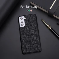 classical simple solid color luxury leather phone case for samsung galaxy s8 s9 s10 s21 a50 a70 a7 2018 shockproof shell cover