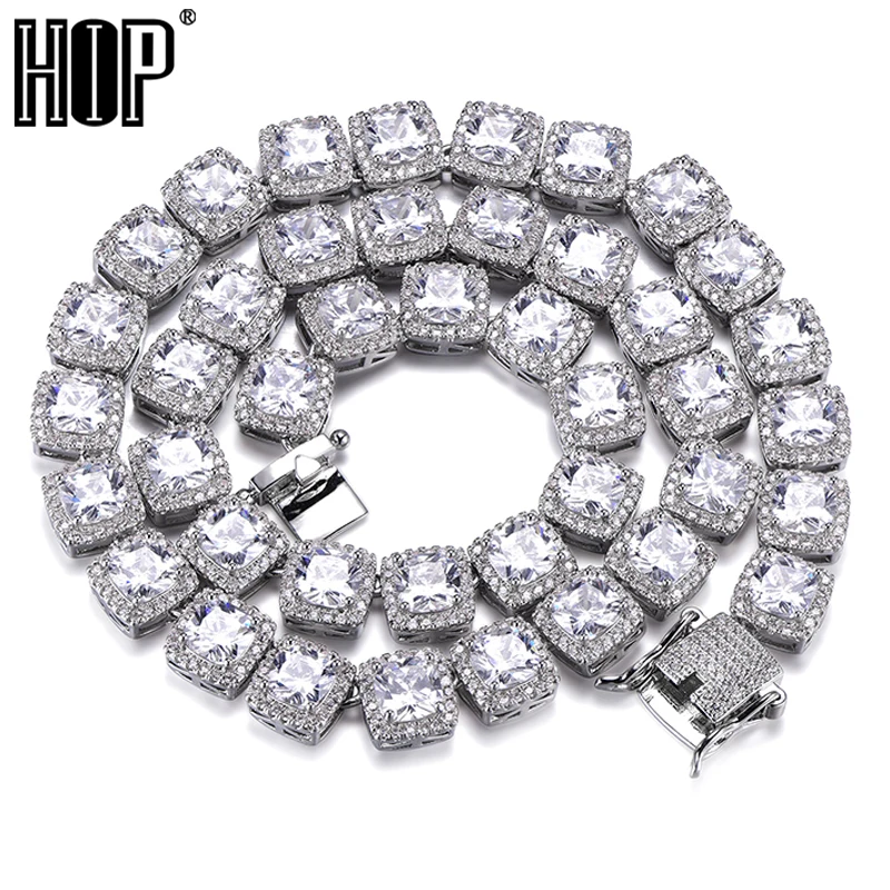Хип Хоп 10 мм шикарный браслет с кубическим цирконием ожерелье геометрический