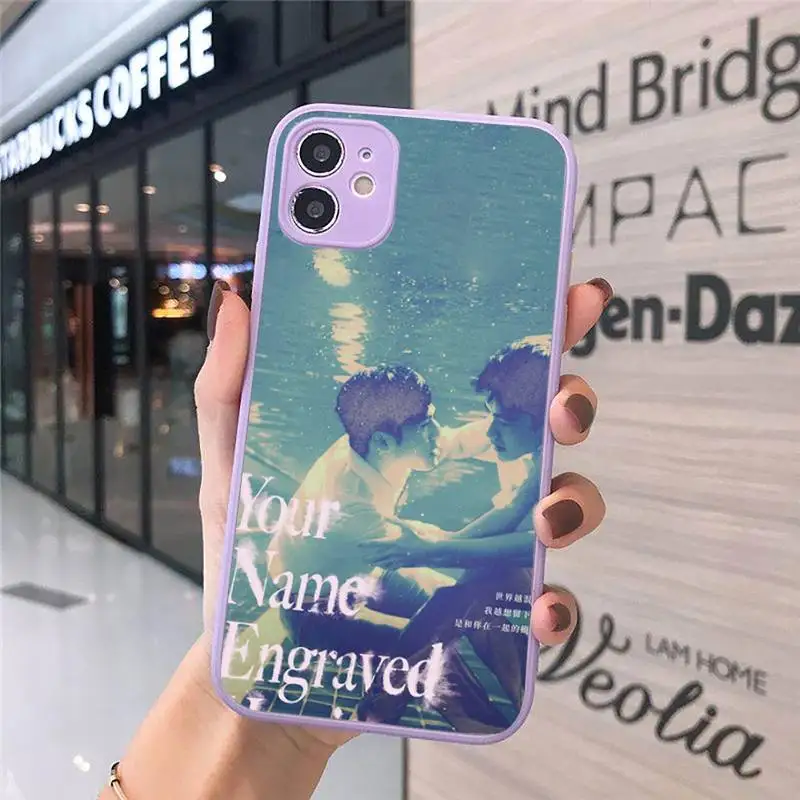 

Your Name Engraved Herein Phone Case Matte transparent For Purple iPhone 12 Mini 11 Pro XR XS Max 7 8 Plus X Back Cover