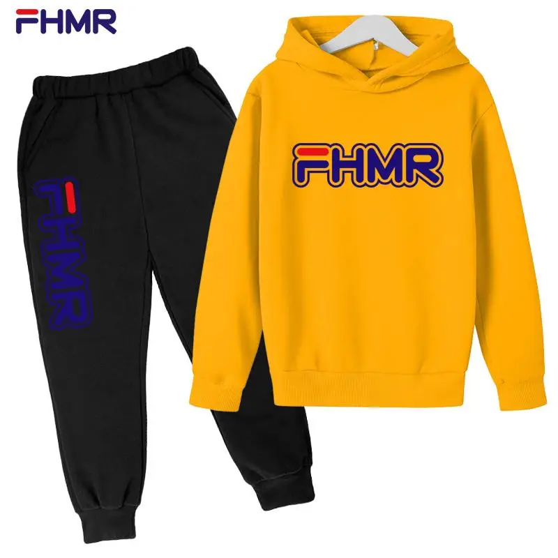 

fashion brand FHMR boy Set 100%cotton Hoodie Pant Tracksuit Sportswear Hooded Casual Jogger suit Two Piece Outfits girl clothing