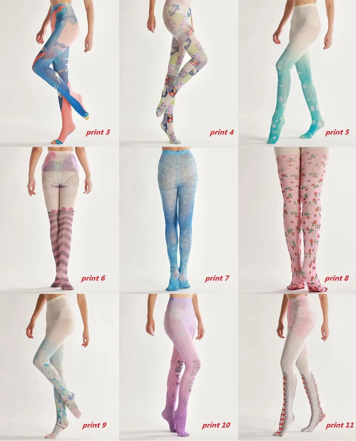 Designs High Quality Flexible Digital Print Tights Fashion Paint Pattern Pantyhose Soft Winter Colorful Stockings Womens