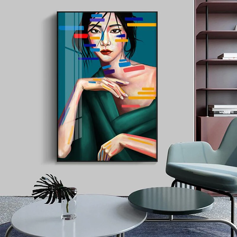 

RELIABLI ART Abstract Woman Pictures For Home Girl Face Posters And Prints Canvas Painting Wall Art For Living Room Decoration