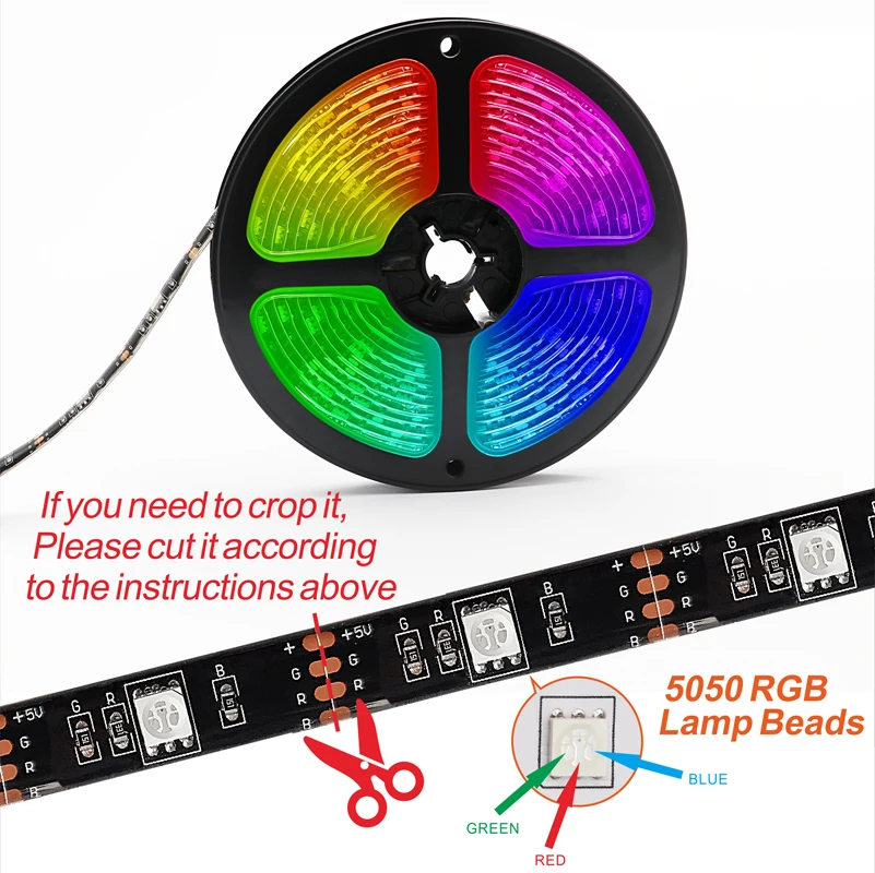 Водонепроницаемая светодиодная лента 5050 RGB IP65 5 В USB 3 клавиши 1 м 2 гибкая неоновая