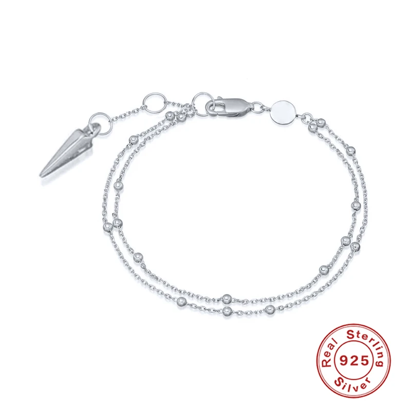 

Aide 925 Sterling Silver Gold Fashion Women Jewelry Double Layer Beads Bracelet For Lady Girls Gift Drop Shipping Fine Jewelry