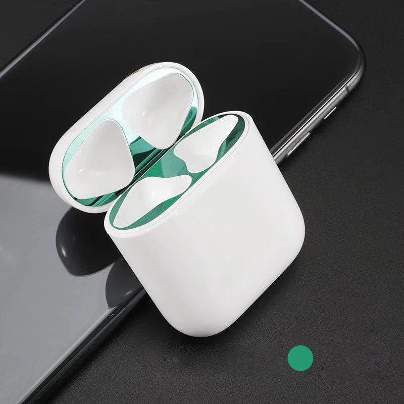Green Для Apple AirPods металлическая Пылезащитная наклейка для AirPods 2 ультратонкий аксессуар защитная наклейка Пылезащитная защита кожи - Цвет: Green