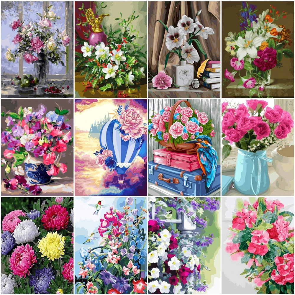 HUACAN картины по номерам цветочные наборы домашний декор живопись рисование на