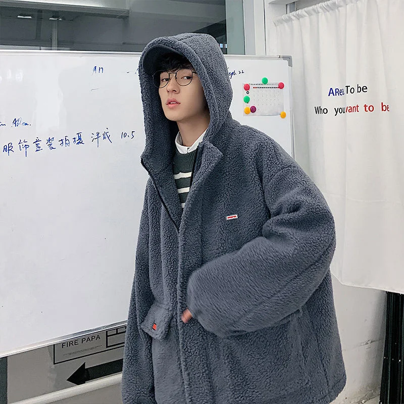 Зимние мужские повседневные куртки 2021 пальто из овечьей шерсти утепленные парки