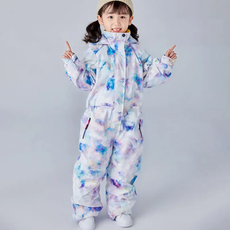 Детский Зимний лыжный костюм водонепроницаемая ветрозащитная теплая зимняя