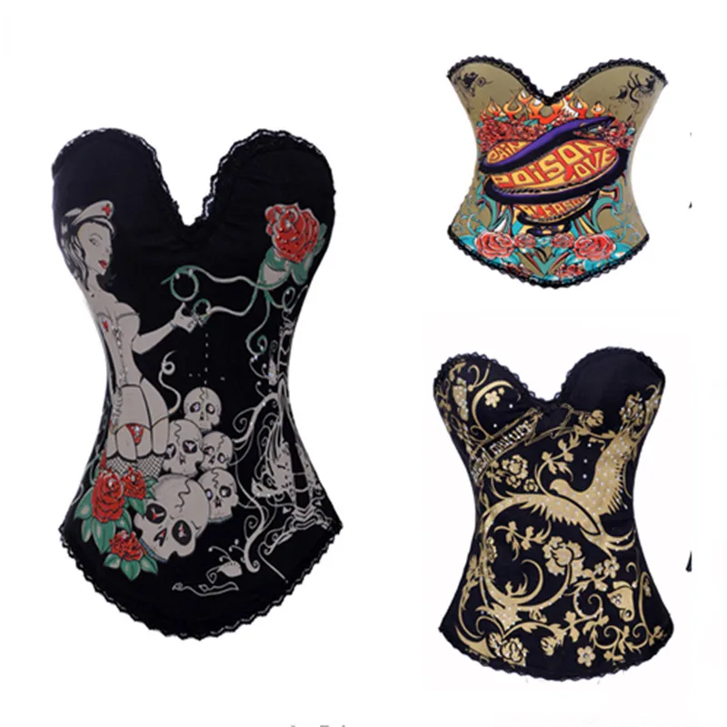 

Fashion Waist Slimming Steel Boned Corset Bustier Tops Burleque Showgirls Corselet Overbust Sexy Lingerie Women Clothing