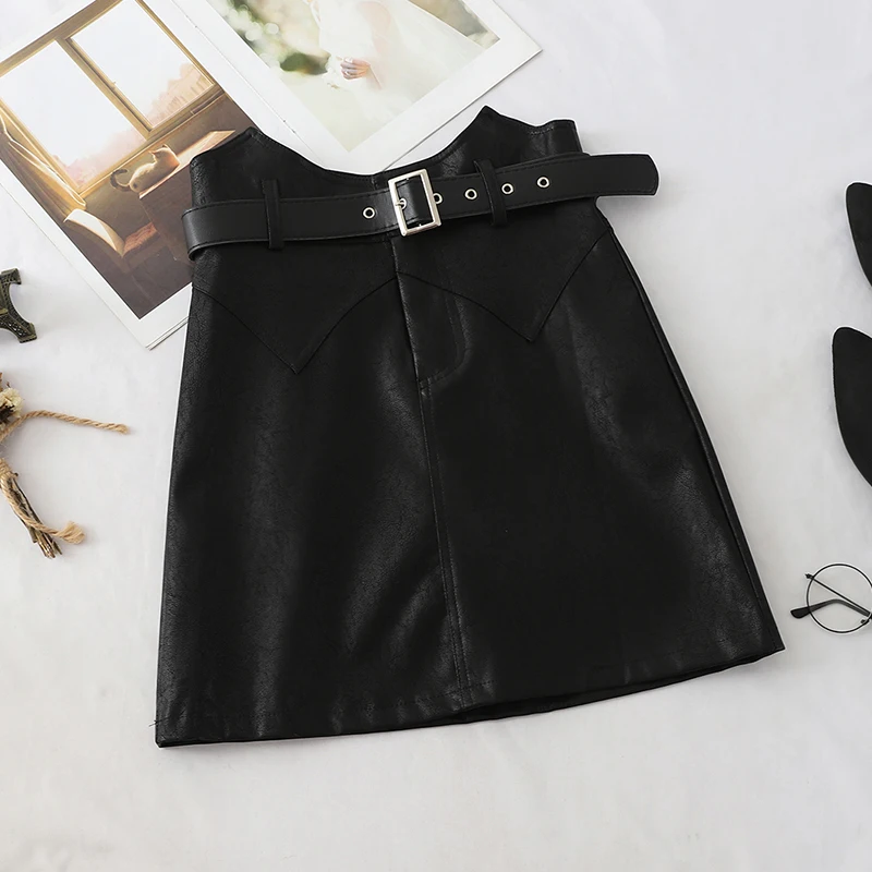 Новая Осенняя черная юбка А-силуэта из искусственной кожи для женщин офисная