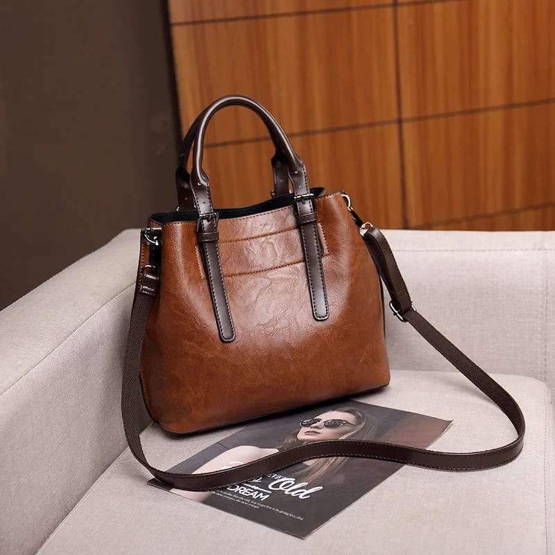 

Handbag women 2020 new style temperament bag cowhide retro bag Single Shoulder Messenger Bag Fashion large capacity