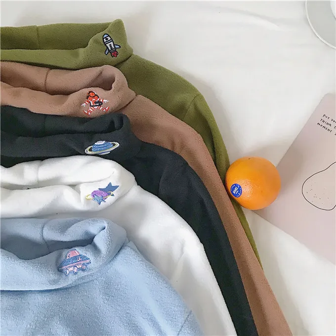 Новинка зимние модные женские футболки с вышивкой для колледжа воротником