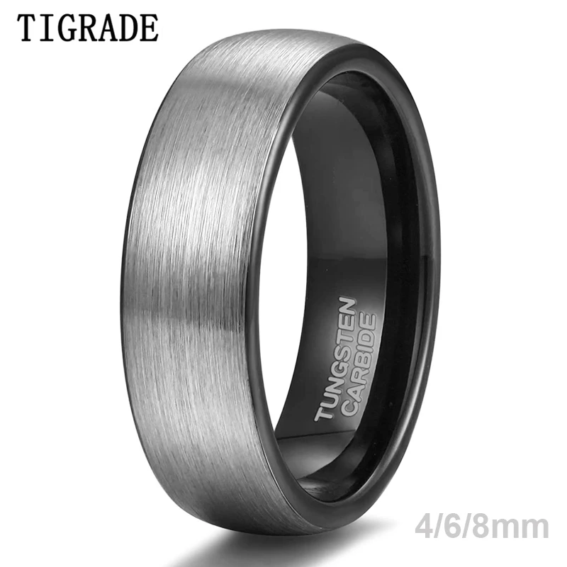 Tigrade 4/6/8mm Classic Brushed Men Tungsten Carbide Ring Male Wedding Rings Anillos Anel Masculino Men Ring Bague Engagement