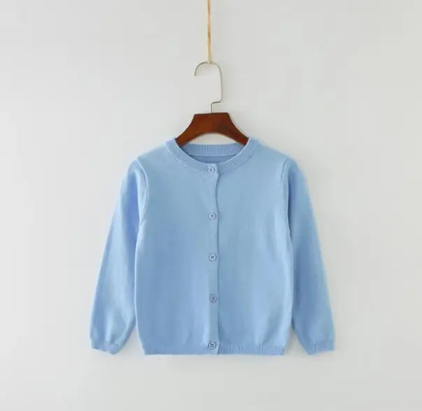 

Kids Girls Solid Color Sweater Long Sleeve Round Collar Sweartshirts Button Open Front Knitwear for Boys and Girls 0-3Years