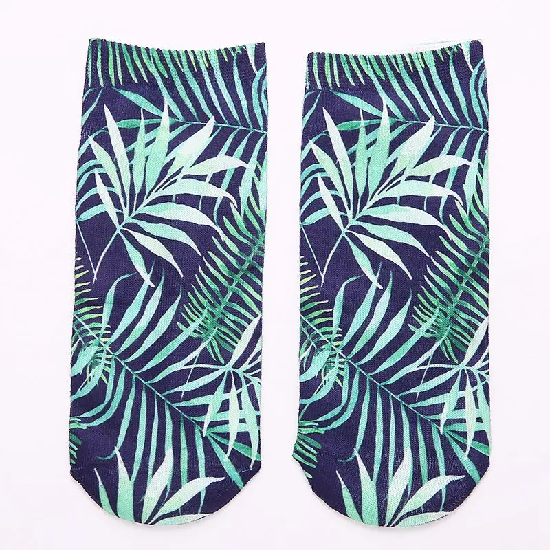 Модные женские носки с цветочным рисунком хлопковые милые короткие 3D принтом