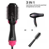 hot air brush 4 in 1 hair dryer brush volumizer one step straightening curling hair salon styling rotating blow dryer comb