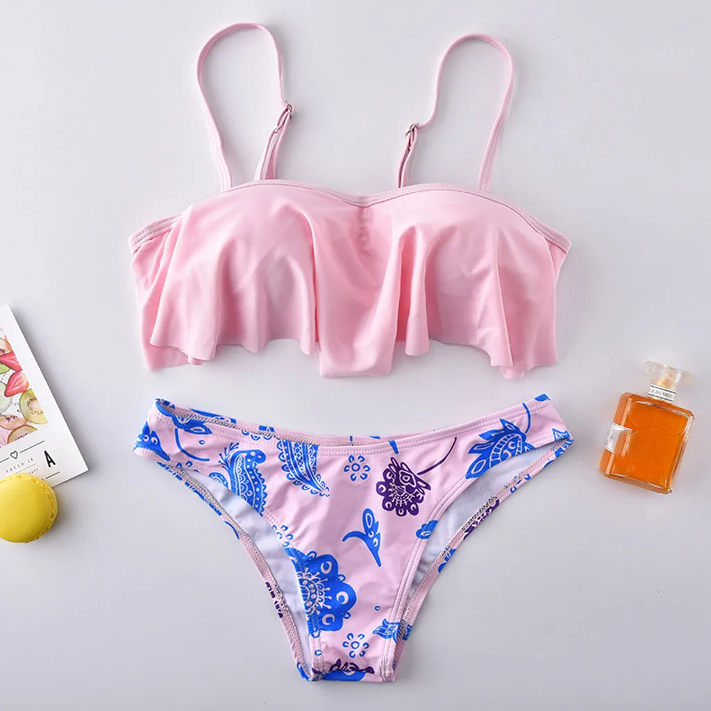 Летний купальник для женщин бикини 2020 Mujer женский с цветочным рисунком два
