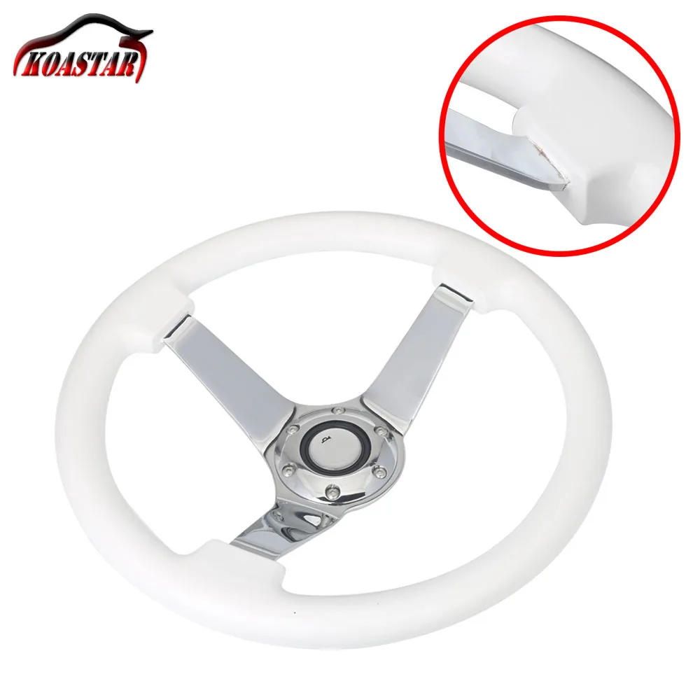 Рулевое колесо из хромированной древесины для автомобиля глубокие спицы 350 мм