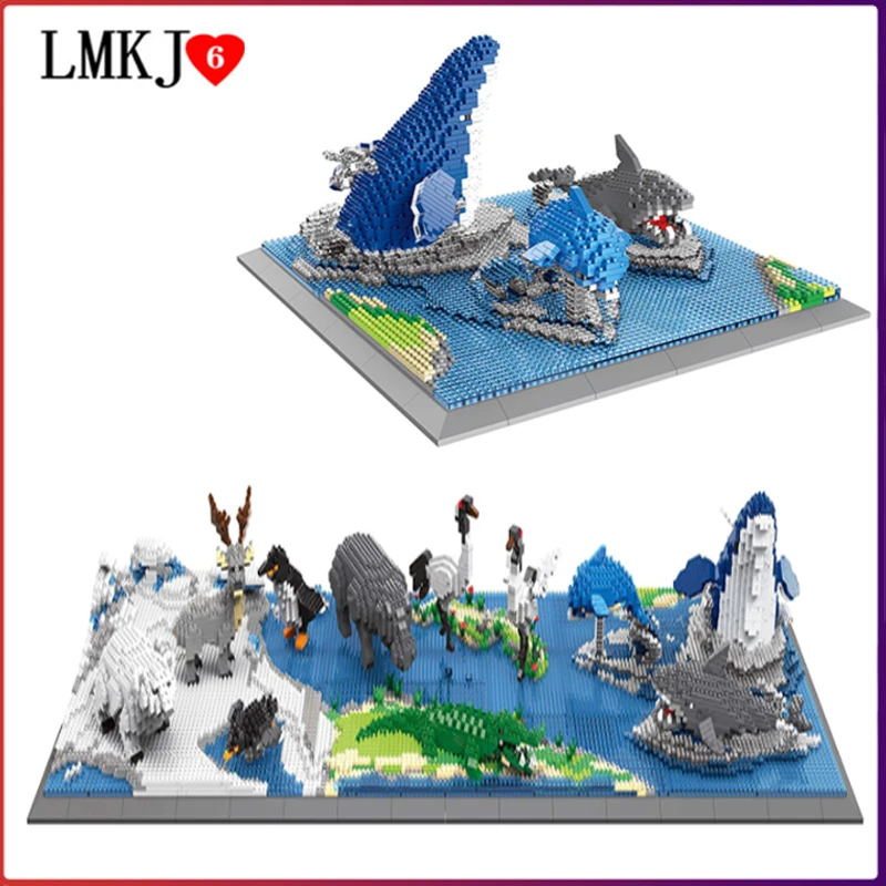 

2021 Animals Mini Diamond Building Blocks Diy Micro Bricks Zoo Sea Animals Tiger Horse Shark Bear Series Toys for Children Kids