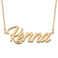 kenna name necklace for women stainless steel jewelry 18k gold plated nameplate pendant femme mother girlfriend gift