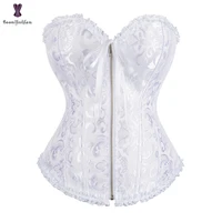 sexy womens plus size xs 6xl front zipper corsets and bustiers overbust gothic strapless brocade corselet clothing