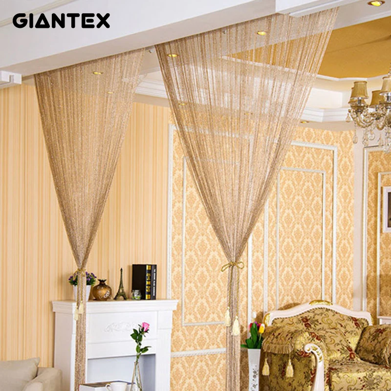 Giantex 2.9x2.9 м Блестящий кисточкой флэш Серебряная Линия Строка Шторы окна двери