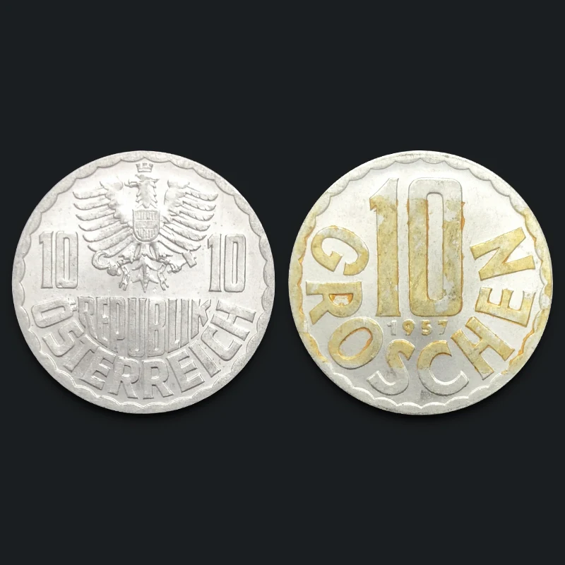 

Austrian 10 Groschen Aluminum Coin 1957 100% Real Original Coin Uncirculated Unc Collect Coins
