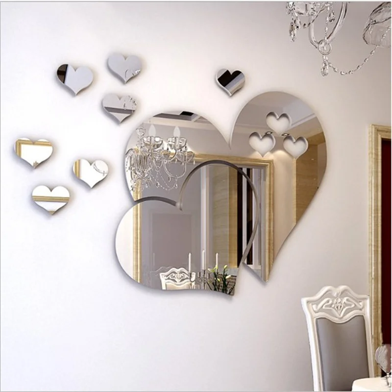 

Настенные 3D стикеры большого размера в романтическом стиле, акриловые зеркальные наклейки на стену, Самоклеящиеся украшения для гостиной, ...